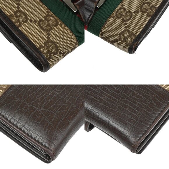 GUCCI Sherry GG Pattern Bifold Wallet Canvas Leather Brown Beige SHW 07TA156 - Picture 13 of 14